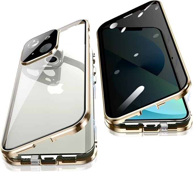 Coque iPhone Double face en Métal Protection Complète 360, Protection de Caméra, Antichoc & Anti-pepping