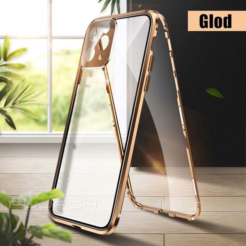 Coque iPhone Double face en Métal Protection Complète 360, Protection de Caméra, Antichoc & Anti-pepping